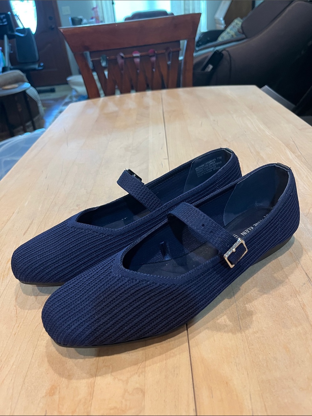 Anne Klein Navy Ribbed Knit Mary Jane Flats size 11 women’s